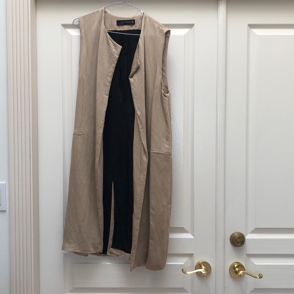 Zara Light Brown Long Vest